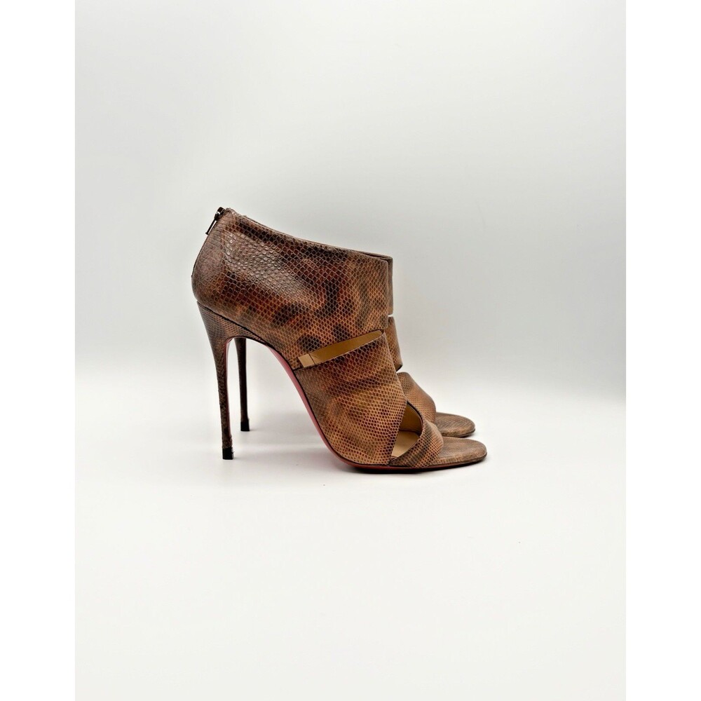 Christian Louboutin Brown Snakeskin Cachottiere Sandals Stilettos Size EU 39